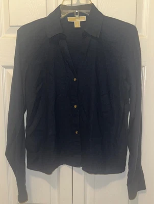 Blusa para mujer Michael Kors azul marino lino viscosa talla S Lk nueva Foto 1 de 4