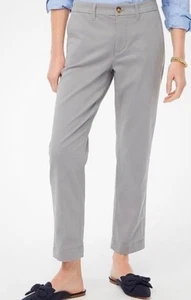 J. Pantalones Crew Para Mujer 10 Gris Tiro Alto Novia Chino Frente Plano Algodón Nuevos con Etiquetas - Imagen 1 de 5