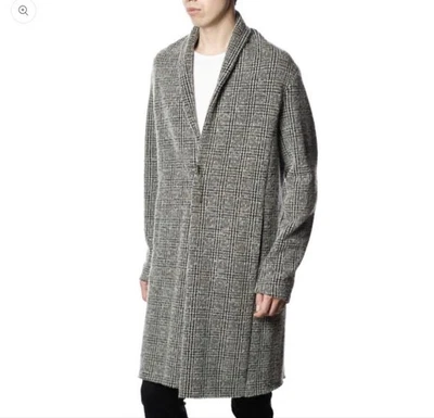KAZUYUKI KUMAGAI 18AW Tweed Stole Coat White Black Wool Alpaca Polyester S - Image 1 of 4