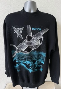 Felpa grafica vintage anni 90 F-22 Raptor Fighter Jet uomo XL aviazione - Foto 1 di 7