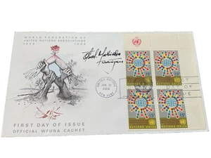 SIGNED FIRST DAY ISSUE 1/31/66 UNITED NATIONS STAMP - ARTIST MATHIESEN - Picture 1 of 8