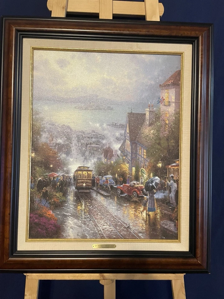 Arte en lienzo Thomas Kinkade Hyde Street and the Bay 8x10 clásico de San Francisco Foto 1 de 4