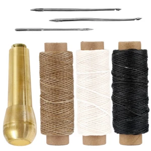 Leather Sewing Waxed Thread Needles Awl Hand Tools Kit for Leather Craft DIY - Picture 1 of 20