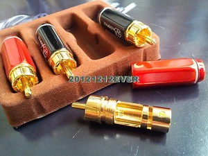 4x hifi Cast Copper Gold Plated RCA Connector Plug Audio  - Picture 1 of 4