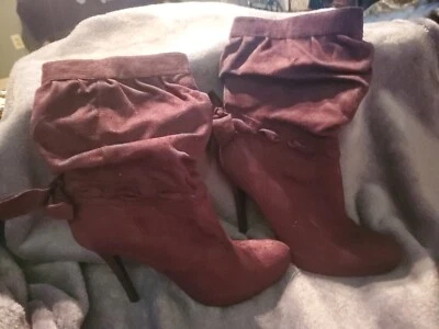 Paprika THEORY PURPLE FAUX  Suede Ankle Boots Booties Size 8M NEW! - Image 1 of 4