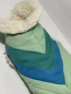 DOG COAT WARM puffy chevron  ultra soft faux sherpa lining SMALL - Image 1 of 4