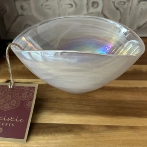 Artistic Accents Iridescent Pearl White Swirl Bowl New Beautiful - Picture 1 of 5