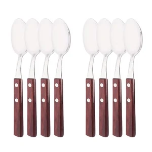 8 PCS Dinner Spoon Set 304 Stainless Steel Table Spoons with Red Wooden Squar... - Picture 1 of 7