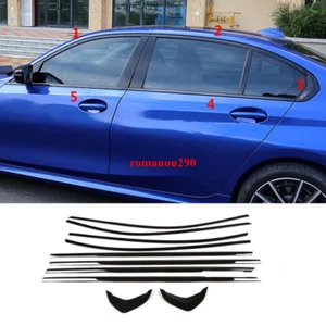 Black Stainless Side Window Molding Cover Trim 10pcs For BMW 2019-2022 3 Series - Picture 1 of 7