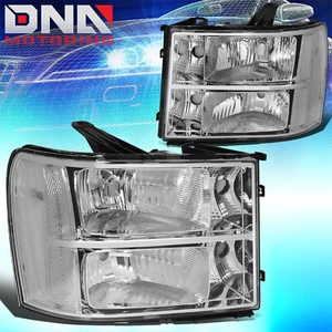 For 2007-2014 GMC Sierra 1500 2500HD 3500HD Headlight Headlamps Chrome Housing - Picture 1 of 8