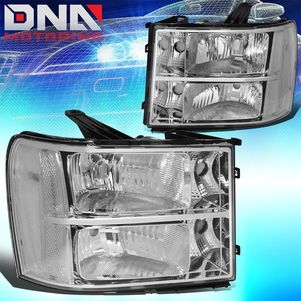 Faros faros carcasa cromada para GMC Sierra 1500 2500HD 3500HD 2007-2014 Foto 1 de 4