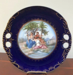 "Antiguo plato pintado a mano de porcelana azul colmena de Viena real 8 1/2" - Imagen 1 de 10