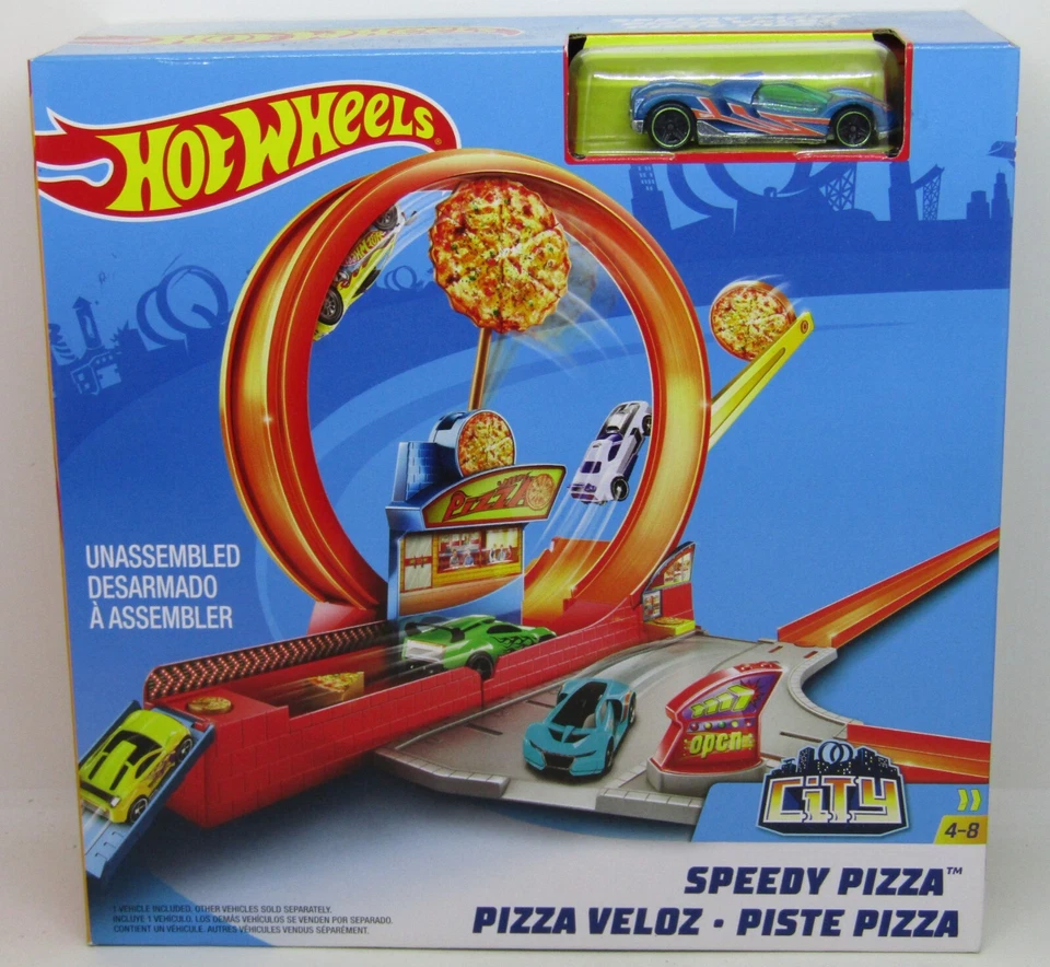 Hot Wheels Speedy Pizza Playset Race Track 2017 Mattel New. C4