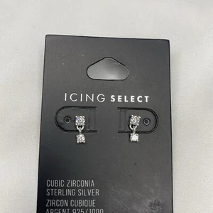 Cubic Zirconia Sterling Silver Argent 925 Earrings - Picture 1 of 4