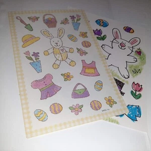 Pegatinas de actividad vintage AGC conejito de Pascua muñeca de vestir/papel conejos x2 hojas - Imagen 1 de 3