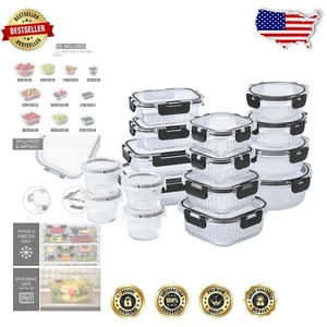 Airtight 32-Pc. Stackable Glass Containers with Dividers - Perfect for Meal Prep - Picture 1 of 10