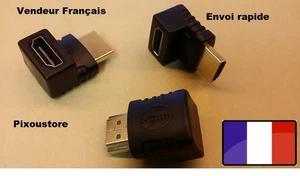 Adaptateur HDMI Mâle-Femelle 270° Angle droit vertical. Neuf vendeur FR 2-8 - Imagen 1 de 3