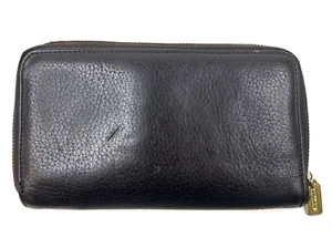 #Rare COACH Vntg. Mahogany Brn Glove Tanned Leather Multifunction Wallet w/Coin - Picture 1 of 7