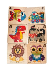 Quokka 6 handgefertigte Holzpuzzle Kleinkinder einzigartig bunt pädagogisch 6x6 Zoll - Bild 1 von 7