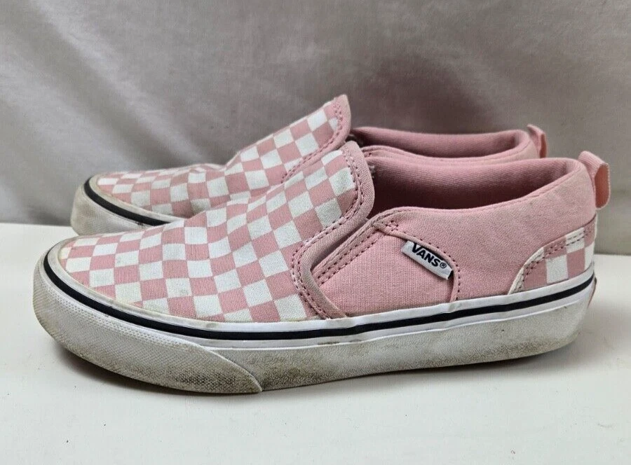 Vans Off The Wall Sneakers Women pink white Checkerboard Classic Slip on sz 3y - Image 1 of 4