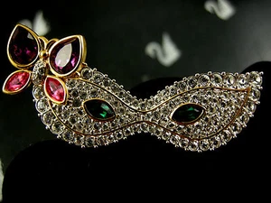 SIGNED SWAROVSKI BUTTERFLY~ MASK PIN~BROOCH RETIRED RARE NEW IN BOX - Bild 1 von 8