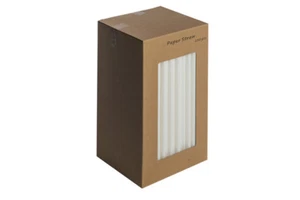 Biologisch abbaubare, kompostierbare weiße Papier Trinkhalme - gerade 20cm / 8inch - Bild 1 von 1