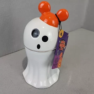 Disney Parks Happy Halloween Mickey Mouse Ghost Scent Palm Wax Candle Stoneware - Picture 1 of 11