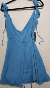 Nuevo con etiquetas Vestido Lulus Sol Talla XS Mini Envoltura Verdadera Azul Playa Cubrir Vacaciones Fiesta Sexy - Imagen 1 de 17