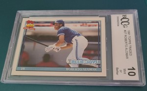 1991 TOPPS TRADED #2T ROBERTO ALOMAR BCCG 10  MINT BLUE JAYS