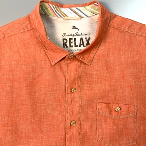 Camisa Tommy Bahama Para Hombres Extra Grande Isla Calce Moderno Campamento Camisa Hawaiana Lino - Imagen 1 de 8