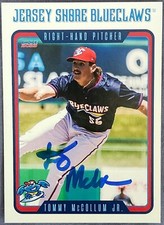 Tommy McCollum Jr Signed IP 2023 Jersey Shore Blueclaws Phillies Top 25 Prospect