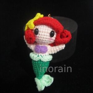 Handmade Crochet Amigurumi Mermaid Princess Ariel Plush Doll Keychain Bag Swing
