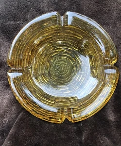 Vintage Mid Century Modern Anchor Hocking Soreno Gold Ashtray 6 1/4" Yellow - Picture 1 of 6