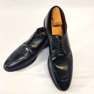 Scarpa elegante derby Allen Edmonds Delray 1208 taglia 15C in pelle nera punta divisa - Foto 1 di 12