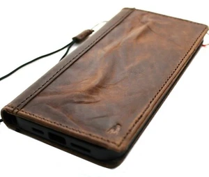 Genuine Vintag Leather Case Fit Apple iPhone 12 Pro Max Wallet Cover Book Retro - Picture 1 of 9
