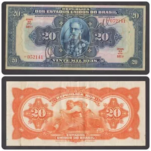 🔴BRAZIL 20 Mil Reis 1931 aXF P48c Estampa and serial # separated🔴 - Picture 1 of 3