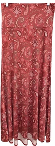 NEW 2.0 LuLaRoe Medium Brick Red Gray White Paisley Scuba Maxi Skirt Dress - Picture 1 of 11