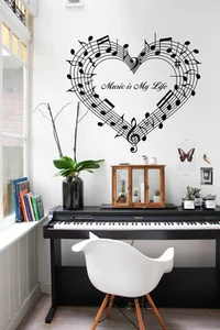 Pegatina de pared de vinilo de música 45 notas amor arte decoración del hogar habitación alta calidad - Imagen 1 de 13