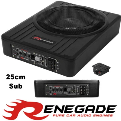 Renegade RS1000A 250 Watt 25cm Untersitz-Aktiv-Subwoofer Auto Bassbox Aktiv - Bild 1 von 4