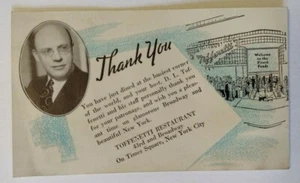 Biglietto Vintage Toffenetti Ristorante "Grazie" New York City - Foto 1 di 2