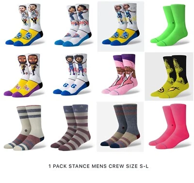 1 Pack Stance NBA Mens Crew Cotton Socks Size size S M L 3.5-12 Combined postage - Image 1 of 4