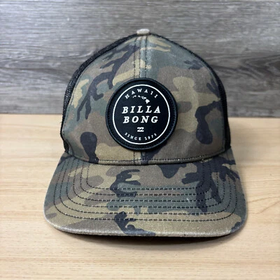 Кепка BillaBong с застежкой сзади зеленая коричневая камуфляжная регулируемая для серфинга - Изображение 1 из 4