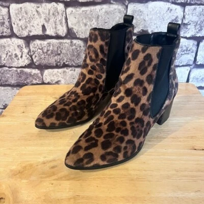 Nine West Black & Brown Animal Print Ankle Boots Size 8 - Image 1 of 4
