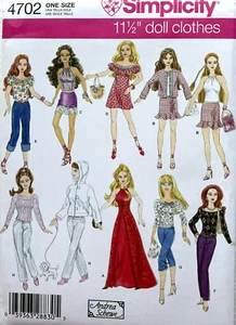 Simplicity Pattern 4702 11 1/2" Fashion Doll Clothes Mix & Match - Picture 1 of 2