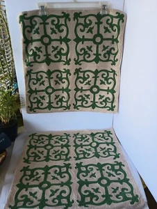 POTTERY BARN Embroidered Green & Cream Floral Pillow Cover 20” X 20” - Picture 1 of 15