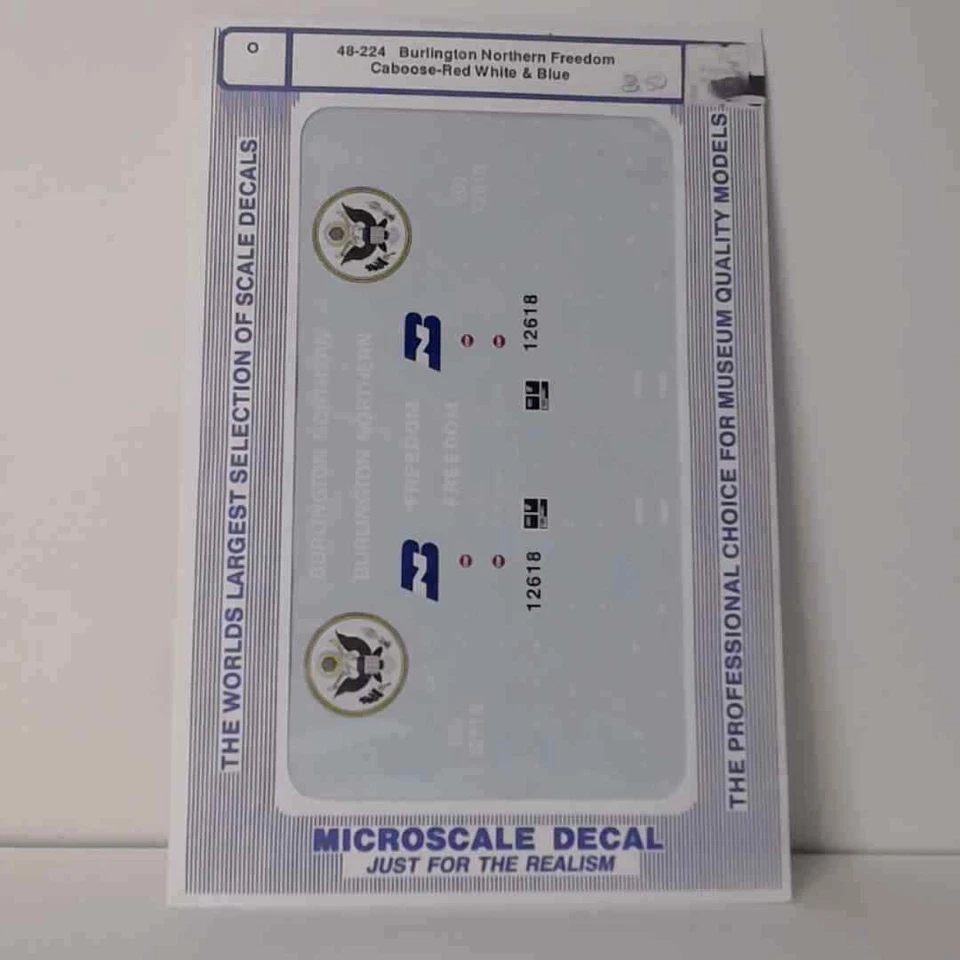 Microscale O Scale Decals: BURLINGTON NORTHERN CABOOSE, Freedom - Red, white ... - Image 1 of 1