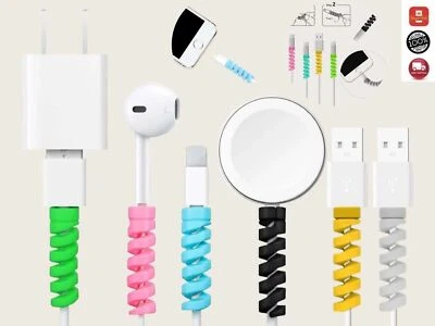 Spiral Cable Protector Smart Phones USB Organizer Silicone Charger Cover UK - Image 1 of 3
