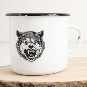 Emaille Tasse Böser Wolf Vintage Geschenkidee Souvenir Präsent Wichtelgeschenk M - Bild 1 von 4