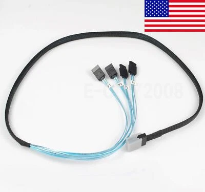 Mini SAS 36Pin SFF-8087 Male to 4 SATA 7Pin Female HD Splitter Breakout Cable 1m - Image 1 of 4