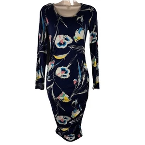 A Pea In The Pod Maternity Dress Womens XS Bodycon Below Knee Long Sleeve Floral - Picture 1 of 14